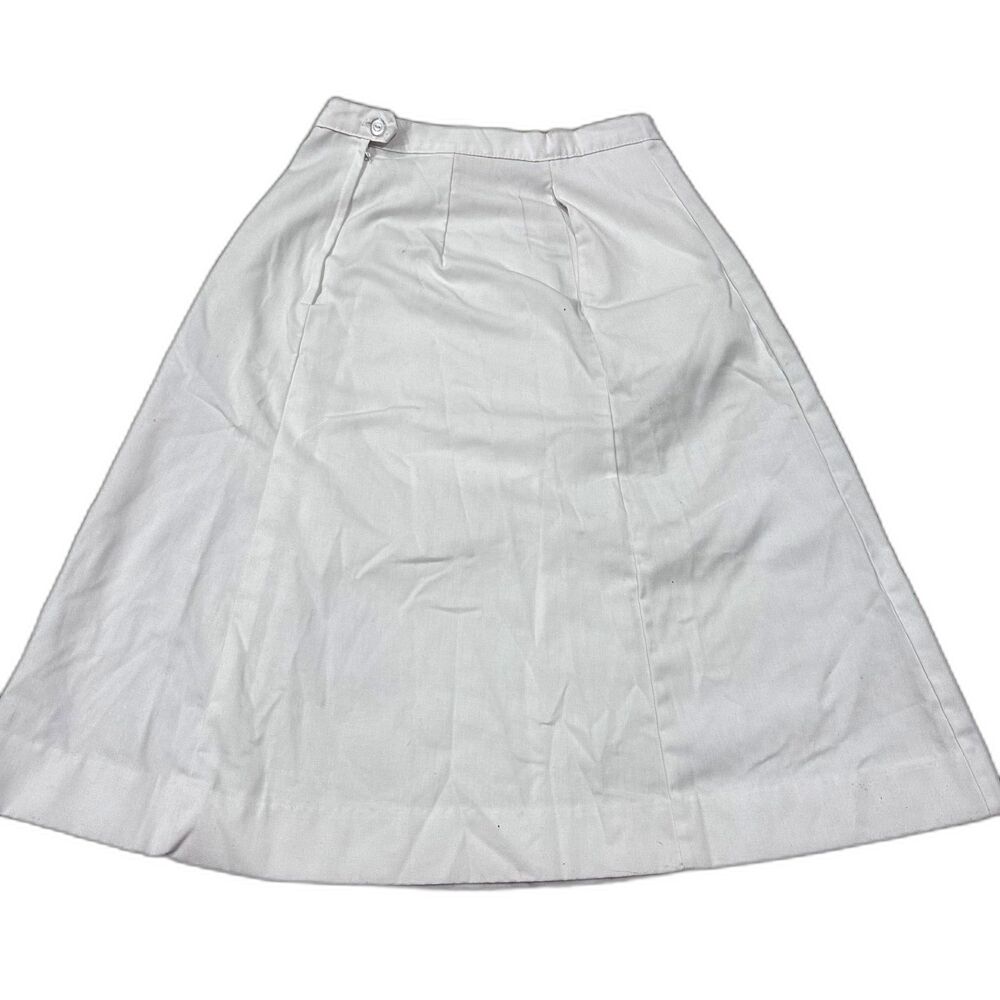 Vtg 70s 80s Fashion Seal Shane White A-Line Midi Skirt Pockets Made in USA 10